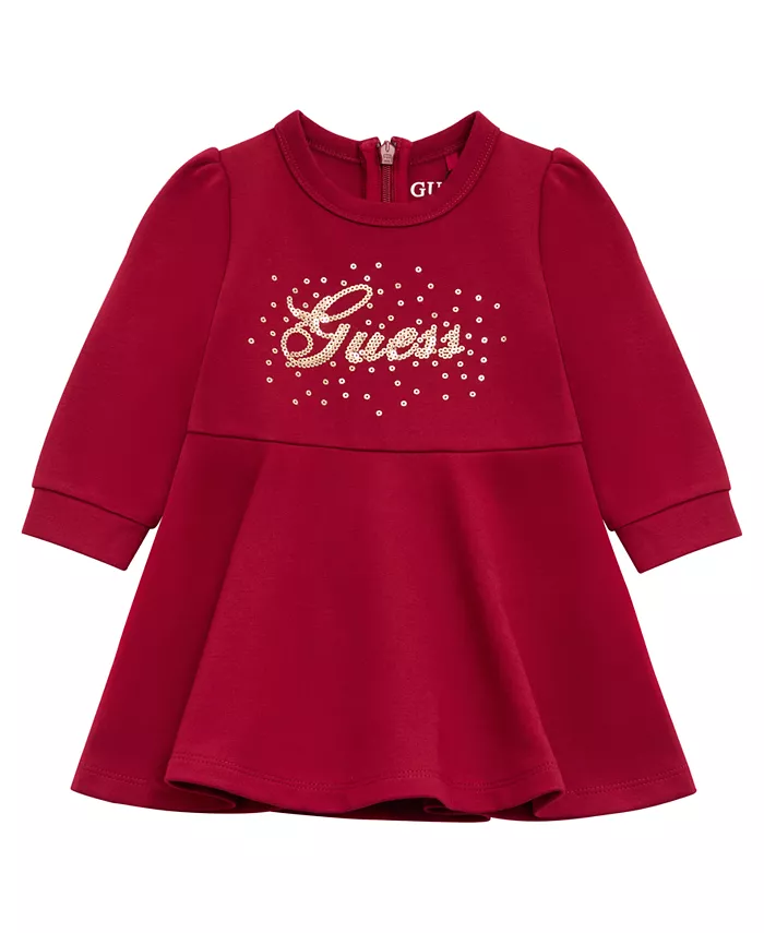 

Детский комплект для девочек из 2 предметов: платье с длинными рукавами и шортики-блумеры Guess