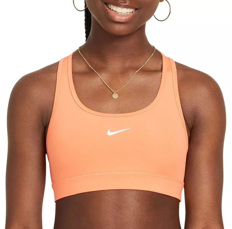 

Спортивный бюстгальтер Swoosh Nike Pro Dri-FIT для девочек, цвет Light Wild Mango