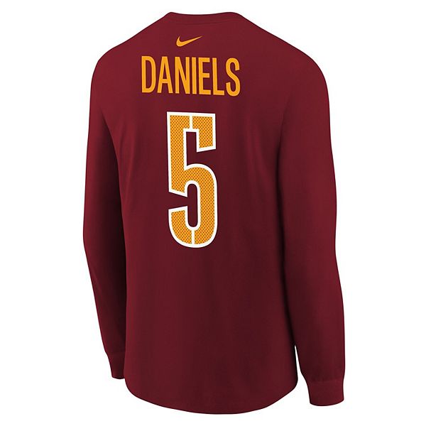 Футболка с длинным рукавом Youth Jayden Daniels burgundy Washington Commanders с именем и номером игрока Nike — фото 4