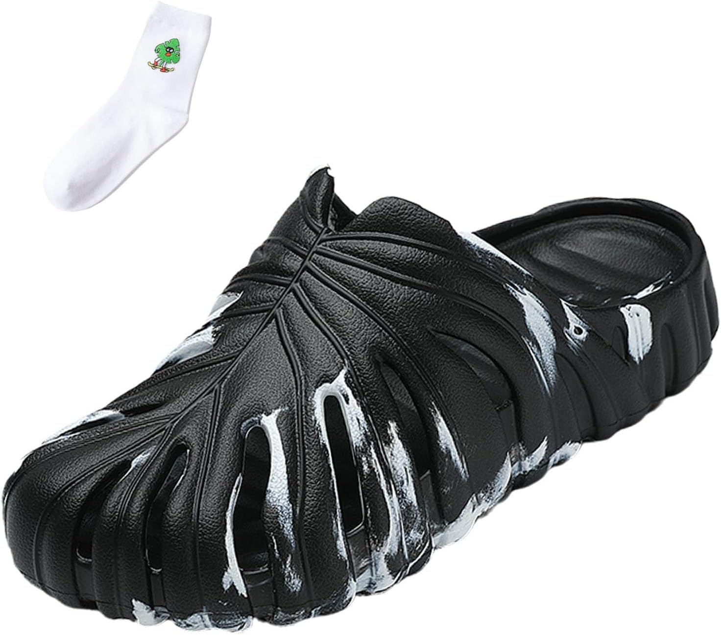 

Шлепанцы QUROXO с монстерой, слайды Monstera для женщин и мужчин, мягкие домашние тапочки-подушки с монстерой, открытые шлепанцы для душа, черный