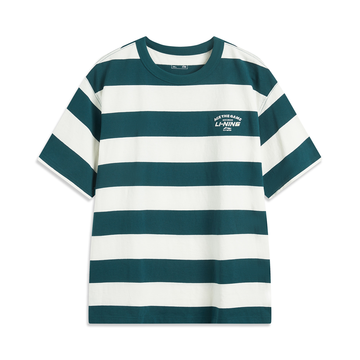 

LINING Футболка Sports Trend Series Unisex в белую и зеленую полоску, Зеленый, LINING Футболка Sports Trend Series Unisex в белую и зеленую полоску
