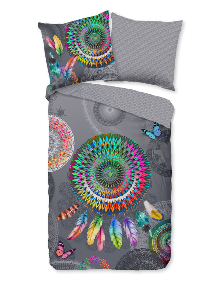 

Постельное белье Traumschloss Comfort Flanell Gimbrere bunte Mandalas, серый