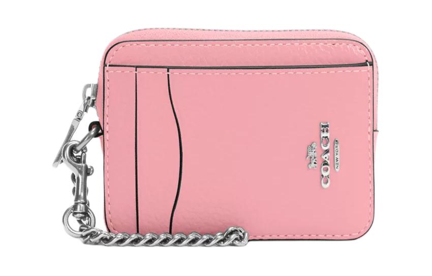 

COACH Кожаный картхолдер мини для женщин серебристый и цветущий розовый