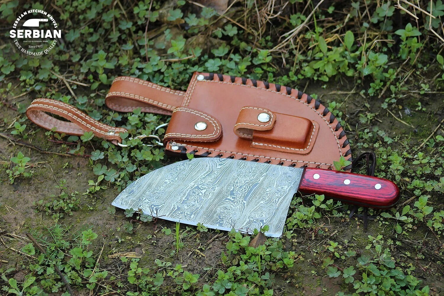 

Нож шеф-повара из дамасской стали Pakkawood Serbian Knives