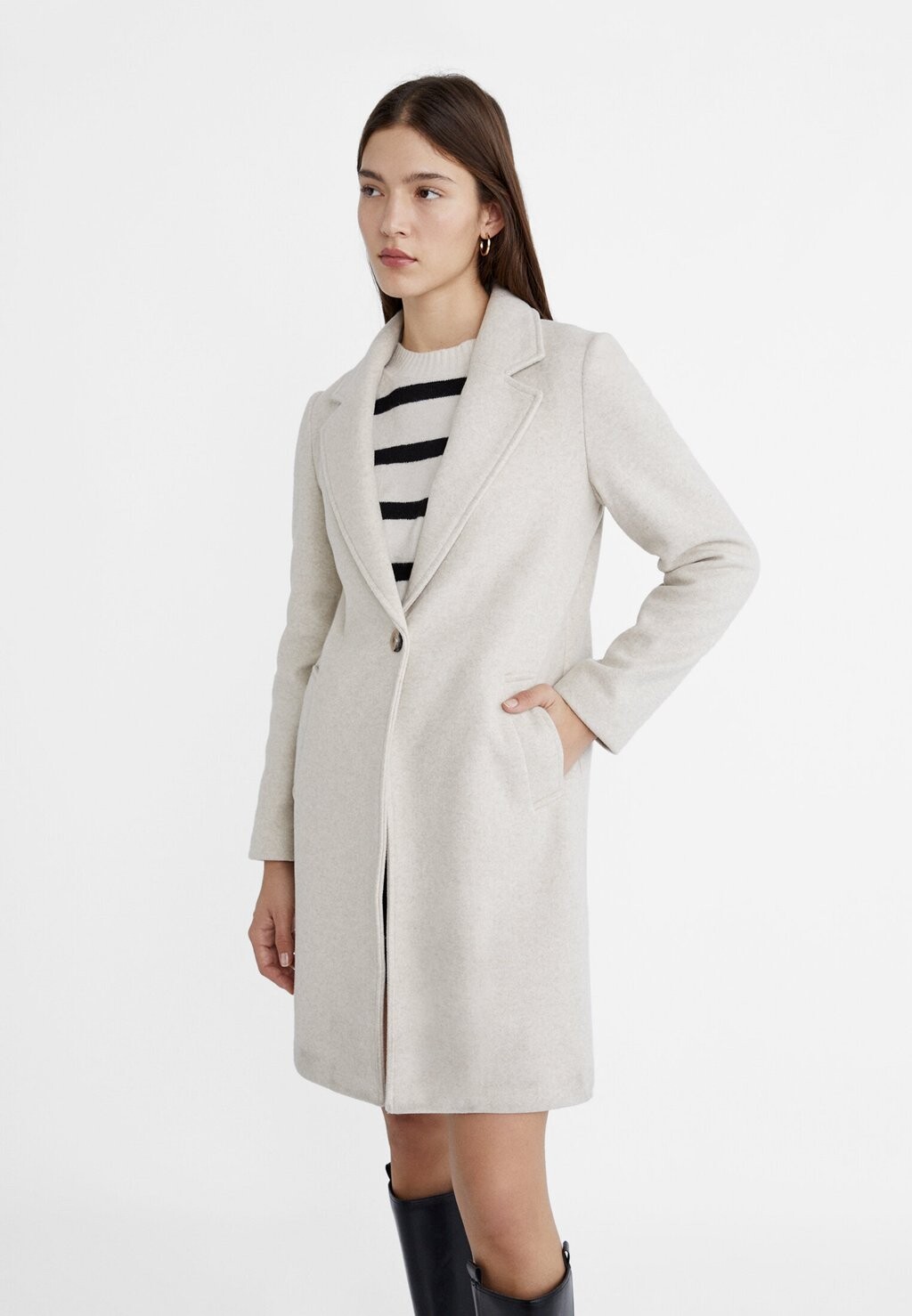 

Пальто классическое Napped Stradivarius, белый