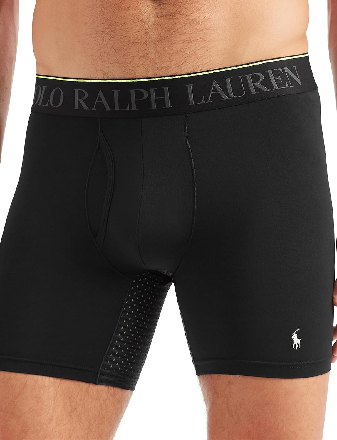 Мужские трусы-боксеры POLO RALPH LAUREN 4D Flex Performance Air, стандартные и удлиненные, 3 шт., Polo Black/White - 3 Pack — фото 4