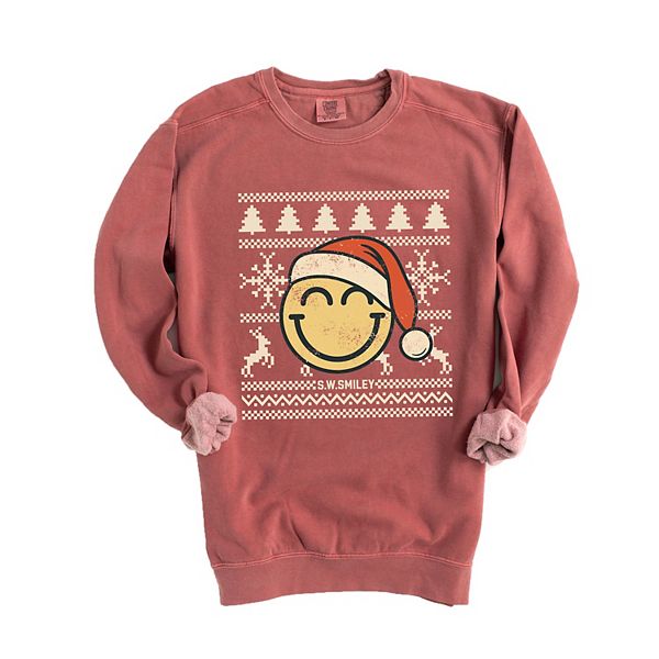 

SWSmiley ugly christmas свитер distressed - женский окрашенный в готовом виде графический свитшот Simply Sage Market, Crimson