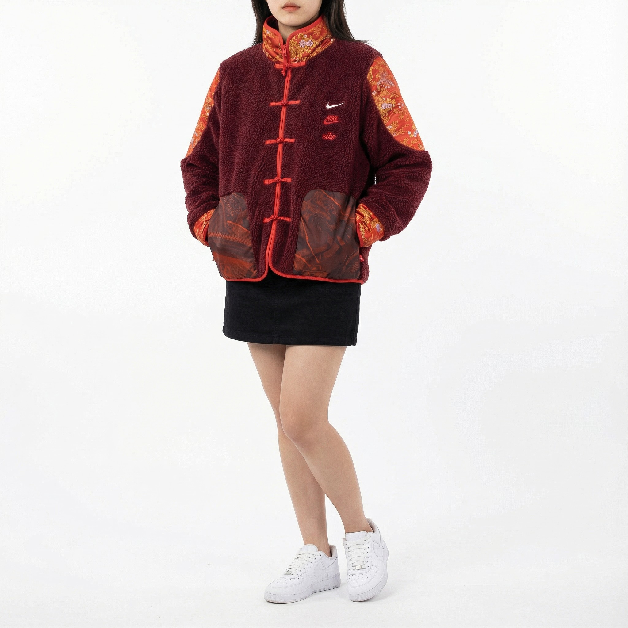 Nike Вельветовая куртка Unisex Team Red Color Stand Collar Thickened — фото 4