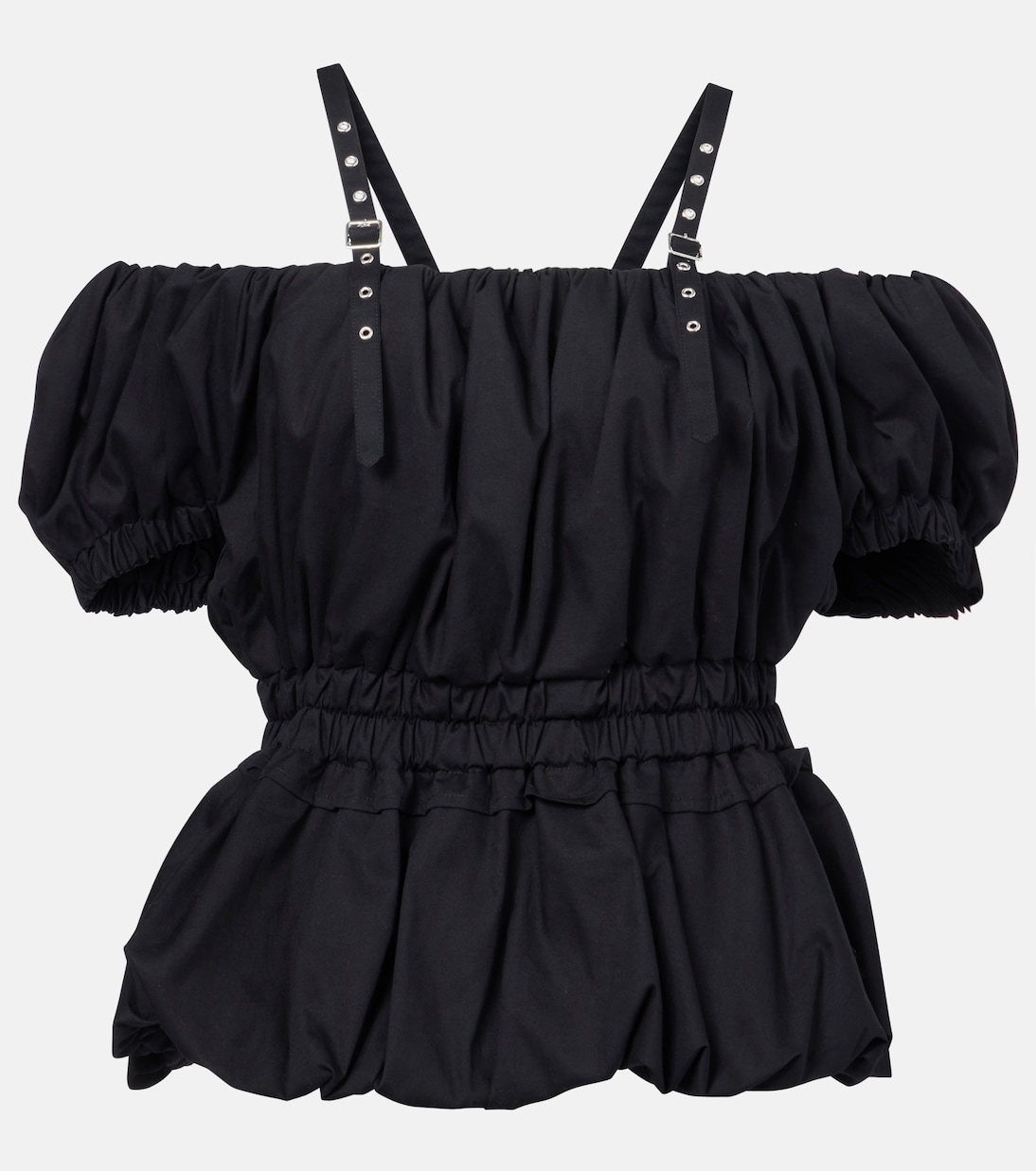 

Топ из хлопкового поплина с баской Noir Kei Ninomiya, черный