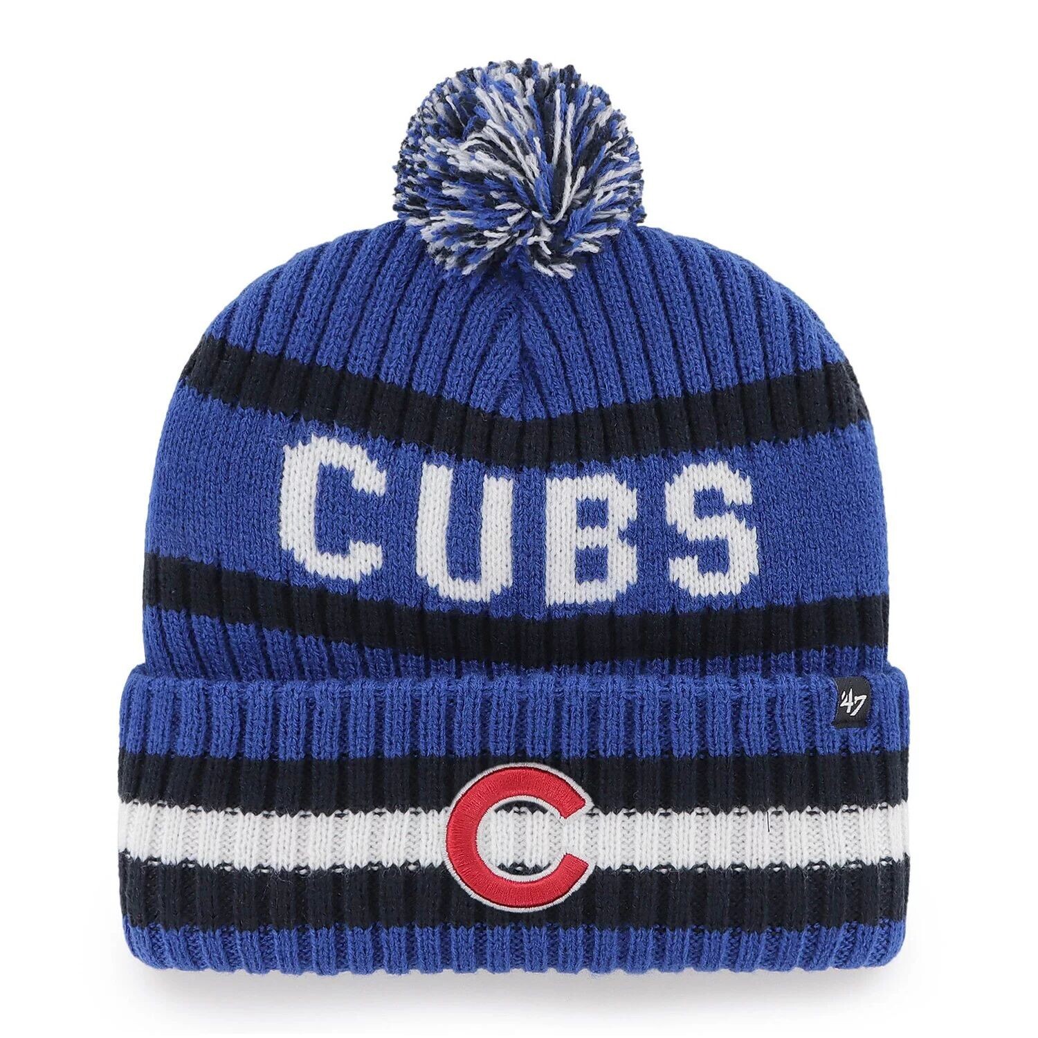 

Мужская вязаная шапка с манжетами и помпоном Royal Chicago Cubs '47 Bering