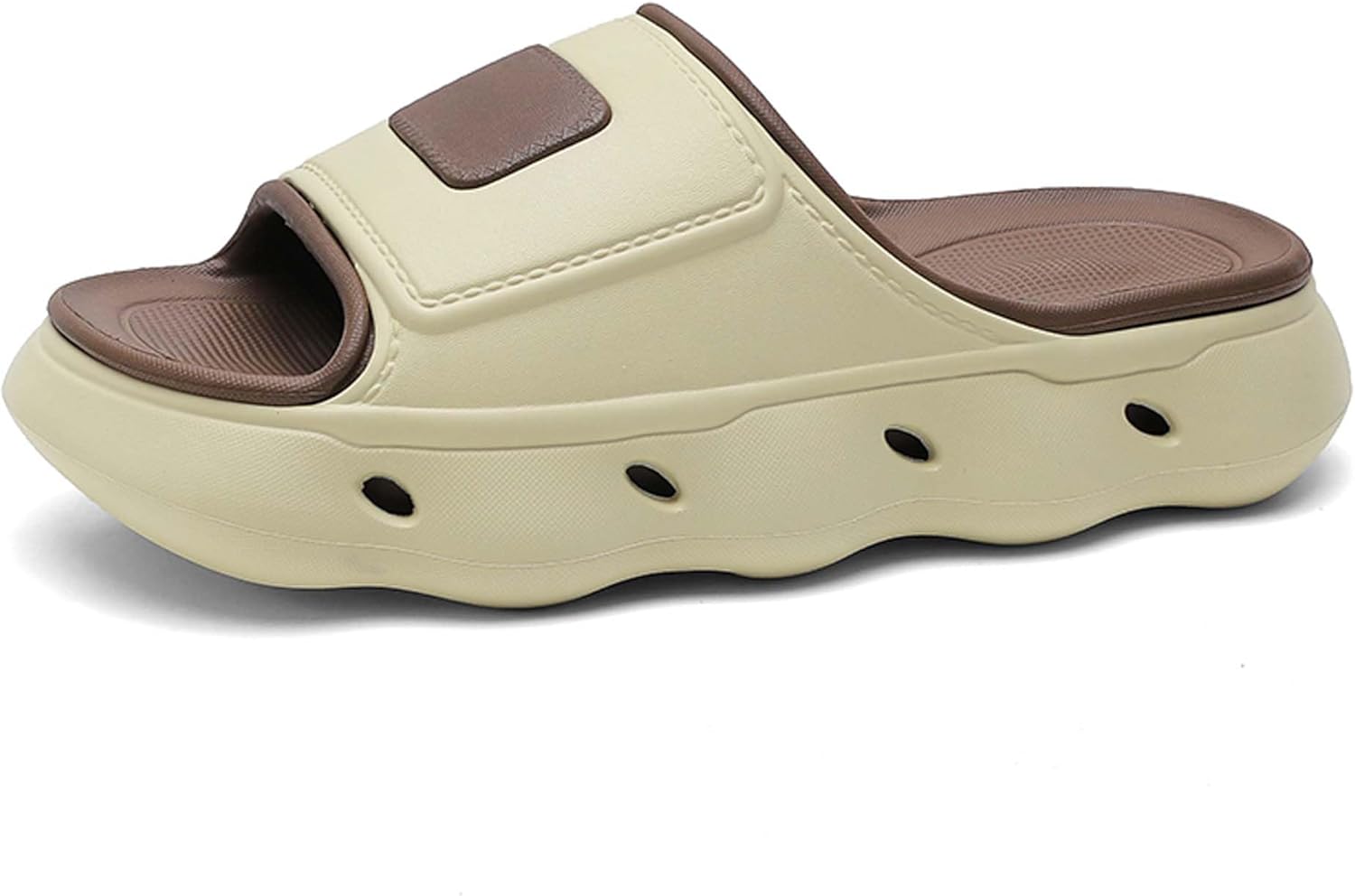 

Мужские шлепанцы слайд большого размера, удобные с толстой подошвой, открытым носком, сабо, шлепанцы, дышащие, быстро сохнущие, для пляжа и душа, водонепроницаемые, нескользящие Generic, коричневый