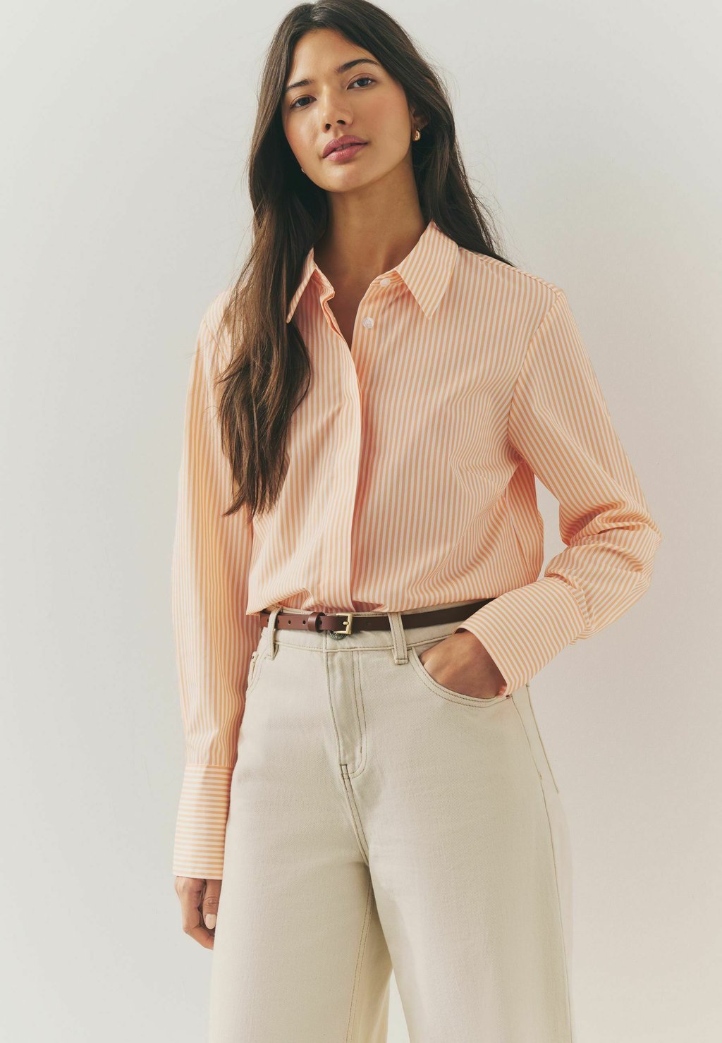 

Блузка на пуговицах COLLARED LONG SLEEVE Next, оранжевый