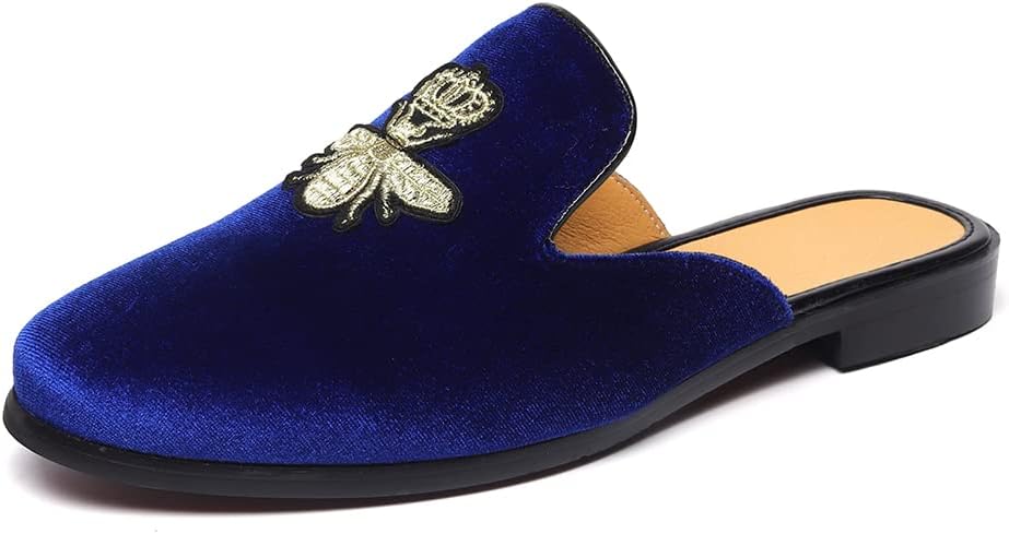 

Мужские туфли FLQL с бархатной отделкой, роскошной золотой пряжкой, слипоны, пенни-лоаферы, повседневные тапочки для курения, обувь для дома и улицы, черные, размеры 7-13, синий
