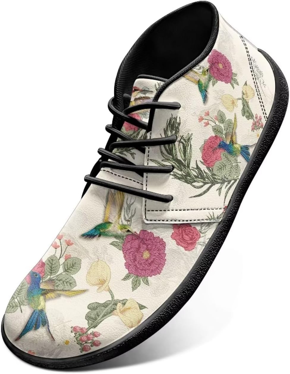 

Кроссовки для женщин и мужчин, водонепроницаемые кожаные туфли с широкой носочной частью для женщин Yreiwoby, Hummingbird Floral