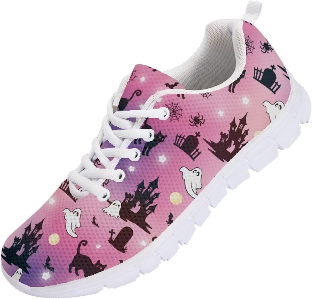 

Кроссовки Forchrinse для мужчин и женщин, Хэллоуин, легкие спортивные с шнуровкой, Halloween Ghost Haunted House Print