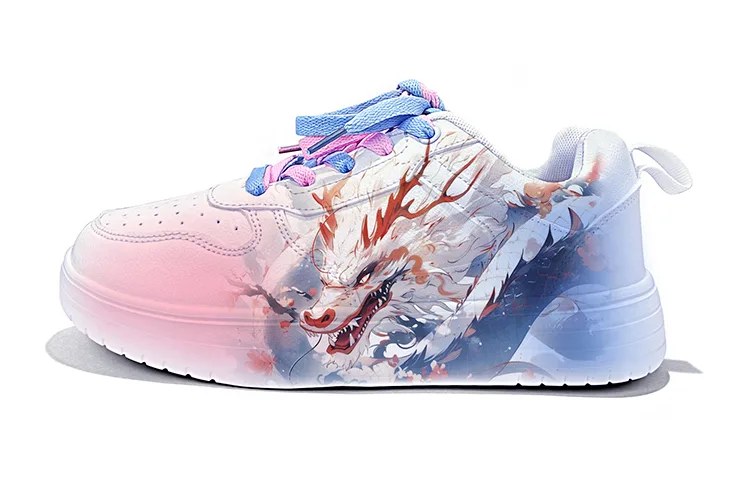 Легкие дышащие скейтерские кеды из искусственной кожи унисекс ZUOLENGCHAN, Red Blue-Shiro Dragon-ZLA2010D-FL1