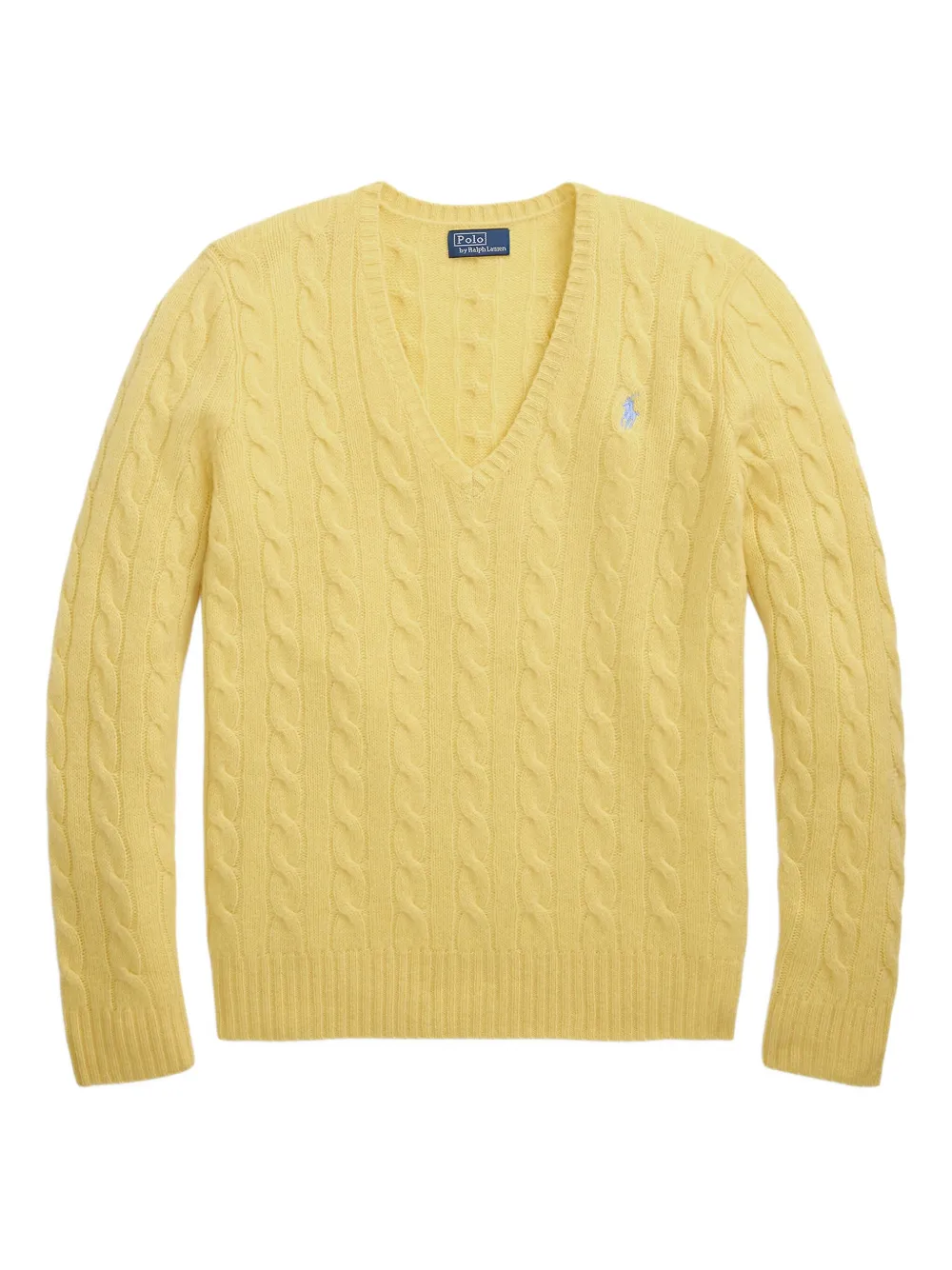 

Свитер фактурной вязки с V-образным вырезом POLO RALPH LAUREN, желтый