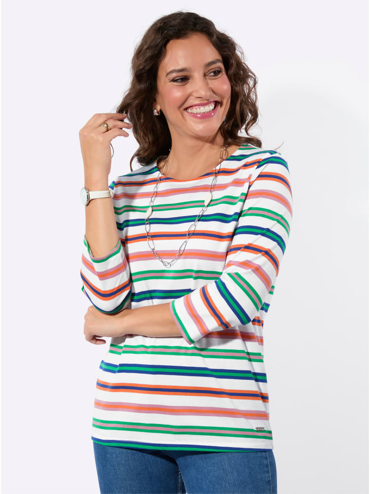 

Рубашка с круглым вырезом в полоску цвета экрю и пыльной розы WITT WEIDEN