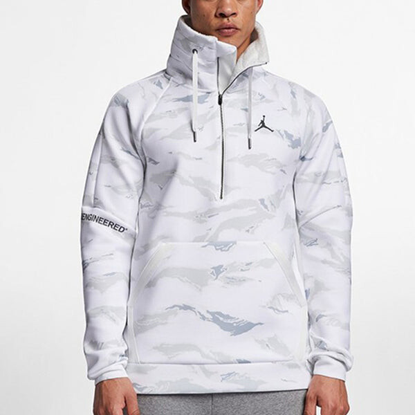 Толстовка Air Jordan Half Zipper Basketball Fleece Lined Sports White Camouflage, белый — фото 3