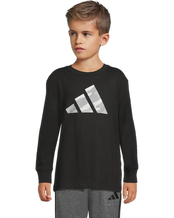 Футболка Adidas Kids Long Sleeve "Halftone Camo" Logo Tee (Toddler/Little Kid), Black Adi