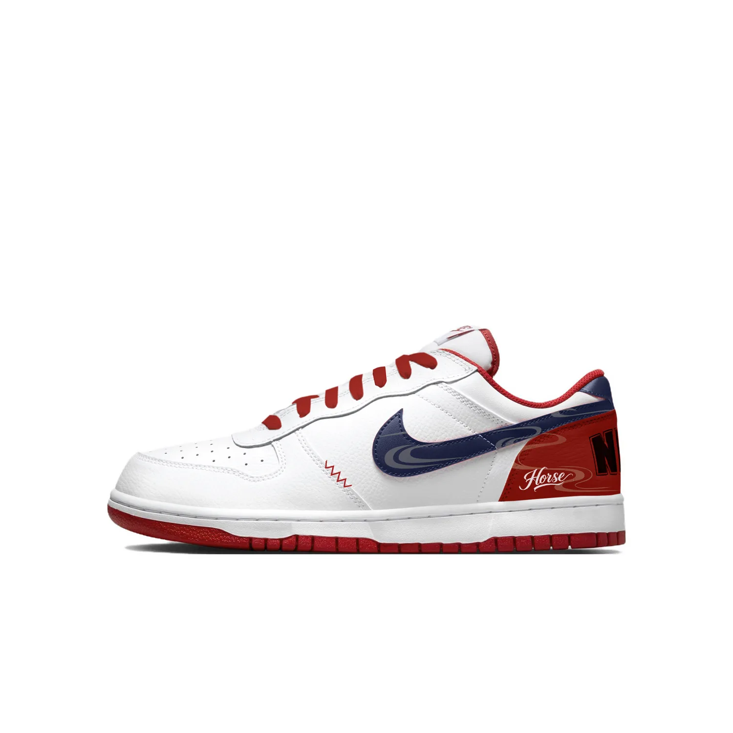 Nike Кроссовки для скейтбординга Big Fiery Red Leaping Horse кожаные низкие мужские бело-красные — фото 3