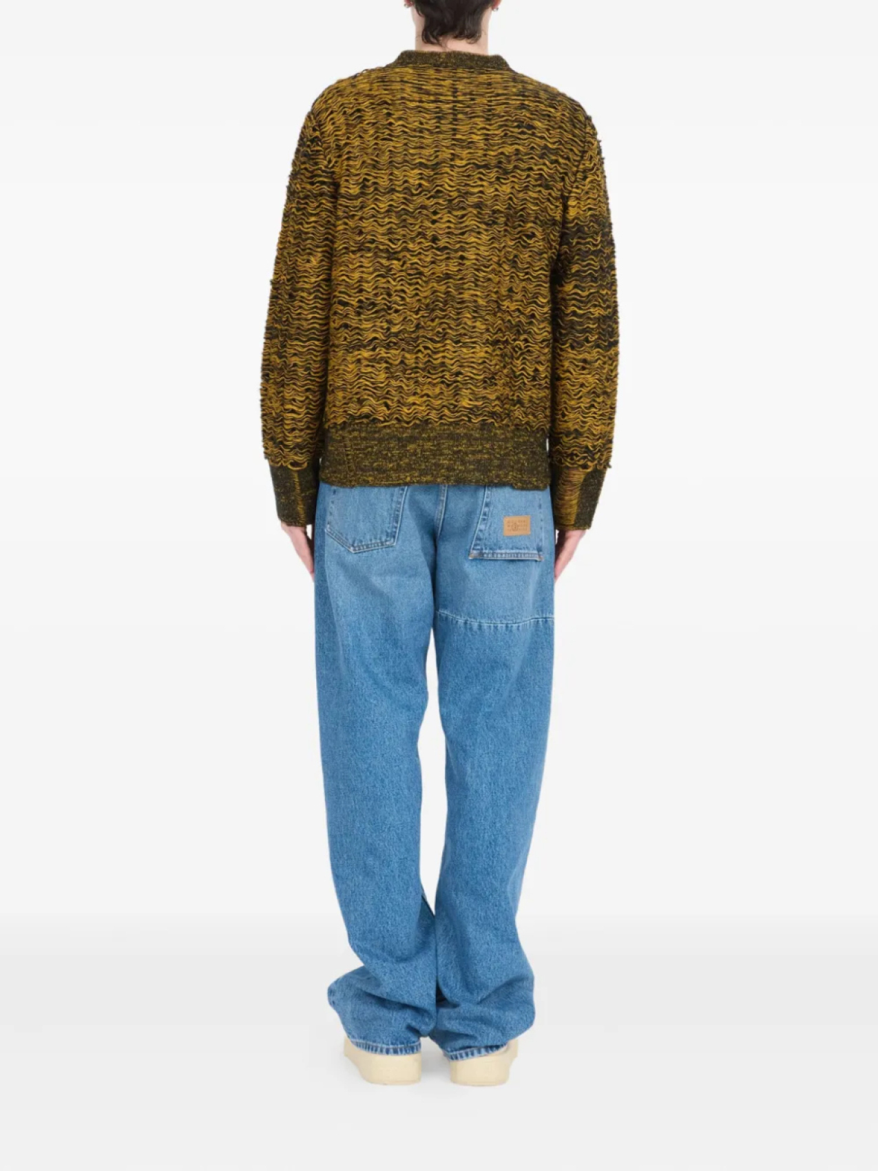 MM6 Maison Margiela фактурный свитер с круглым вырезом, коричневый — фото 4