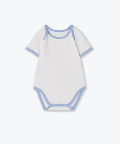 Боди с коротким рукавом 2 шт., MUSINSA STANDARD KIDS, белый/пастельно-голубой — фото 2