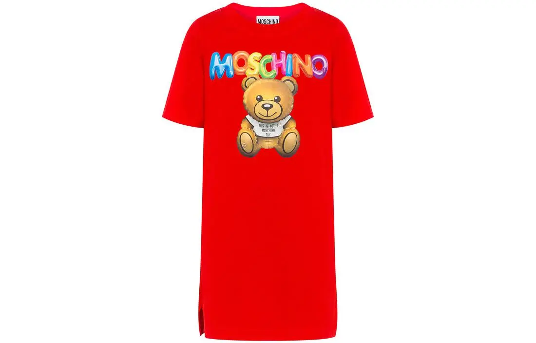 

Женское красное короткое платье с рукавами MOSCHINO