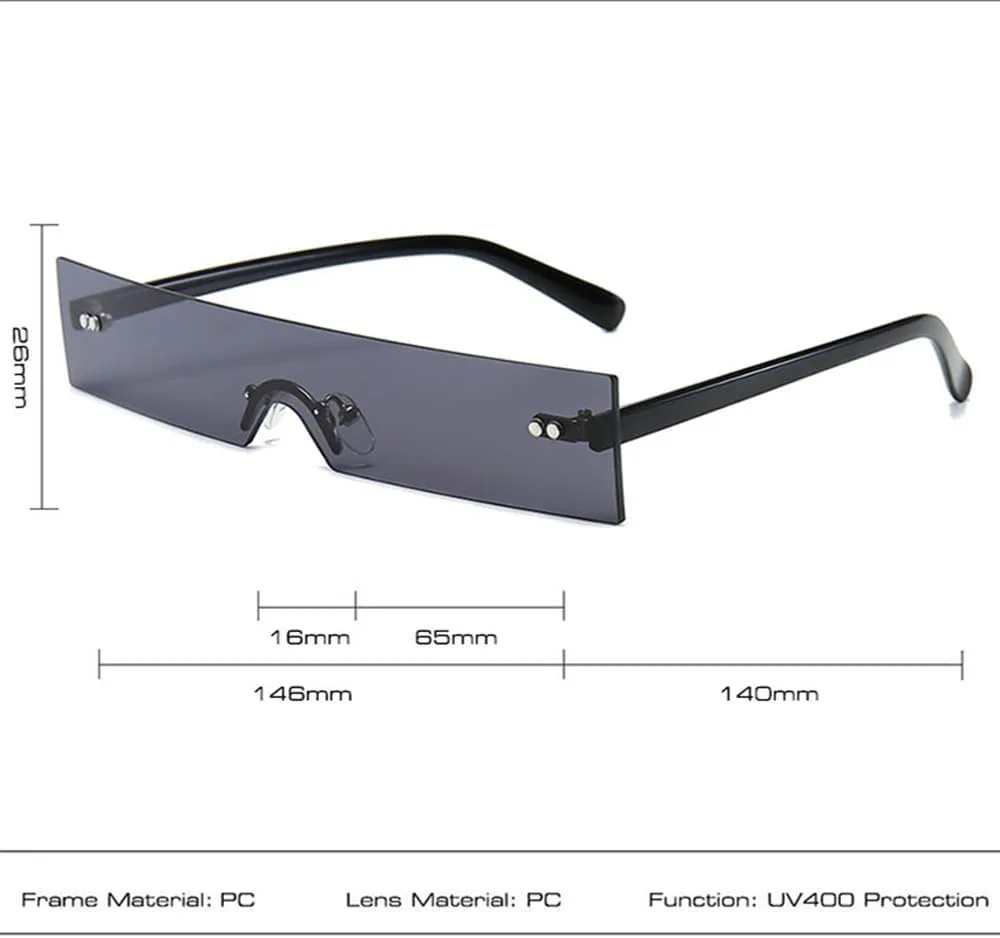 

Популярные маленькие прямоугольные солнцезащитные очки для женщин, модные прозрачные красные без оправы, мужские очки с защитой от УФ-излучения UV400 HVTVTLA, Red