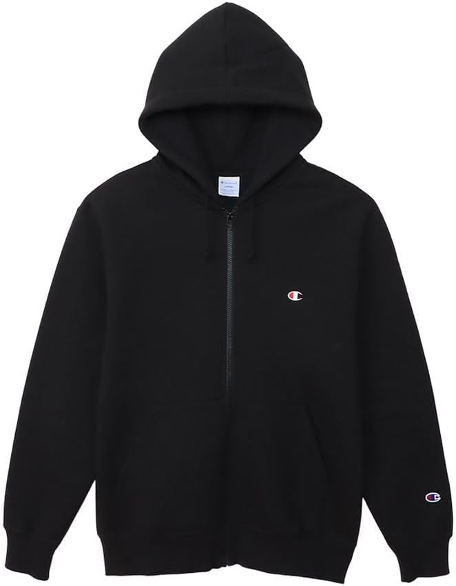 

Мужская толстовка Champion C3-Q103 на молнии, 100% хлопок, с длинным рукавом, классический дизайн, вышивка в одну точку, толстовка с капюшоном на молнии, черный