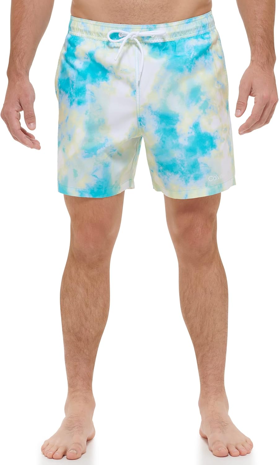 

Мужские стандартные плавки-шорты Calvin Klein с защитой от ультрафиолета, быстросохнущие, с завязками и узором, Atlantis Watercolor