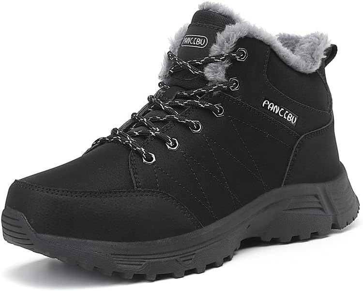 

Мужские зимние снежные ботинки CUZUDIN, легкие, водонепроницаемые, с теплой меховой подкладкой, походные ботинки, уличные, с нескользящей подошвой, комфортные, теплые ботинки для пеших походов и треккинга, черный