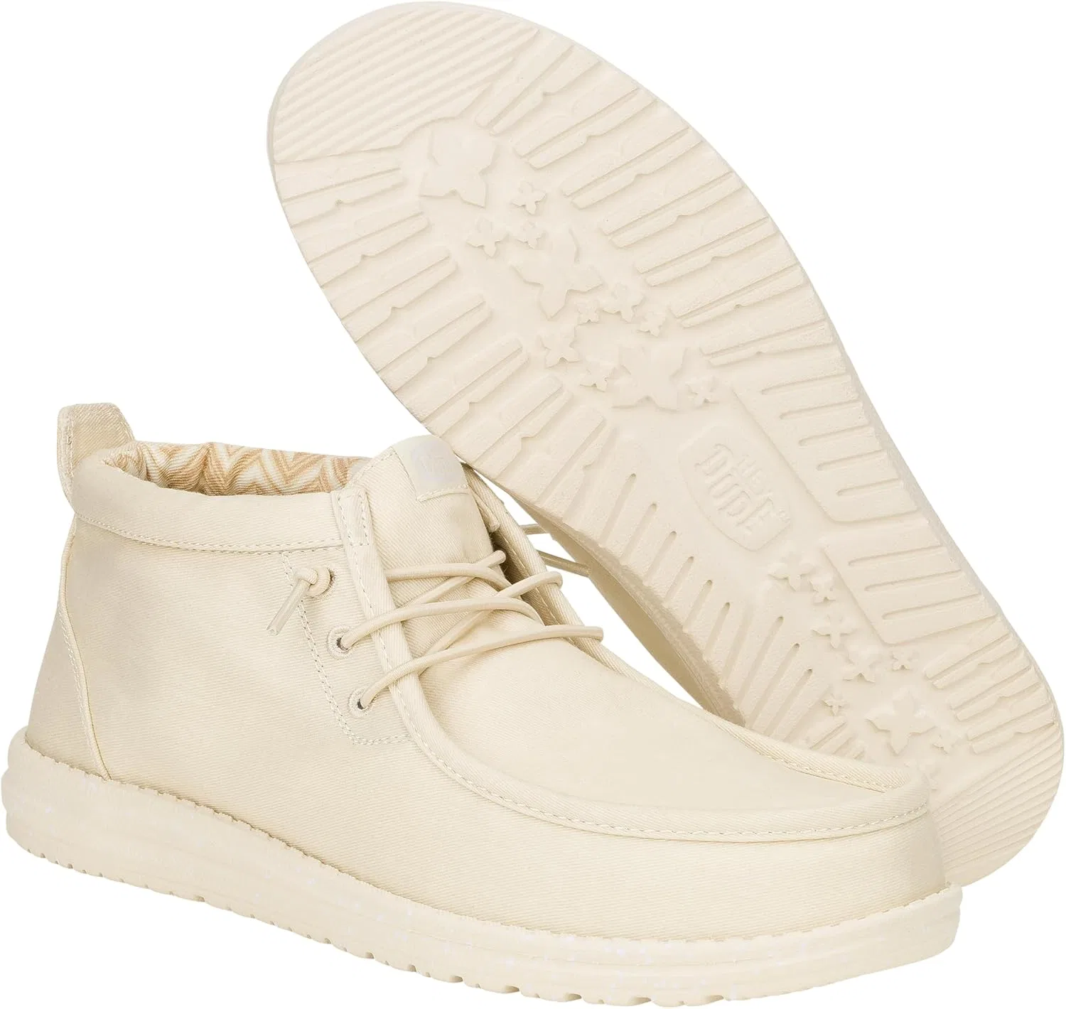 Мужские лоферы Wally Mid из стрейч-канваса HEYDUDE, Bone White — фото 4