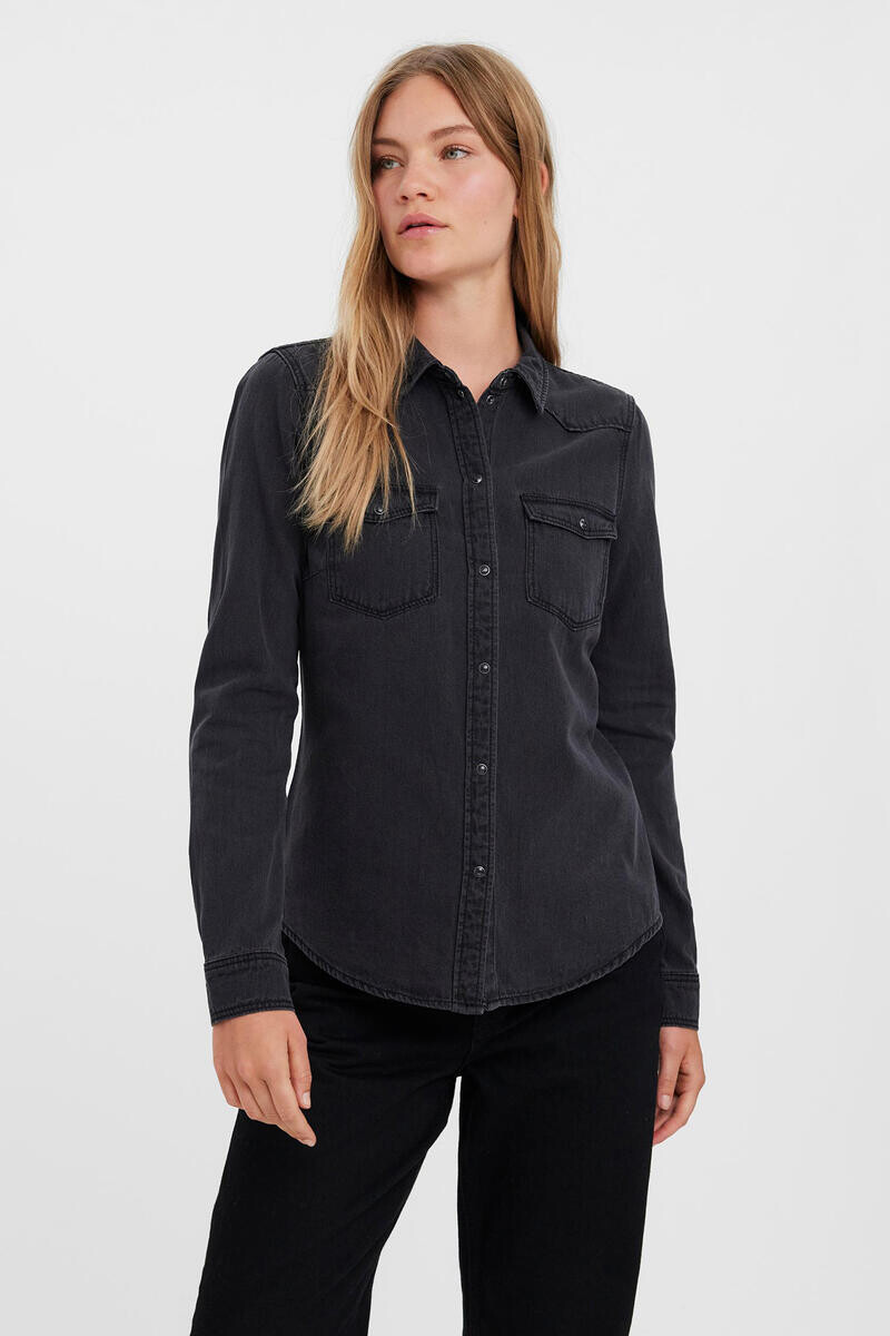 

Джинсовая рубашка с длинными рукавами Vero Moda, черный