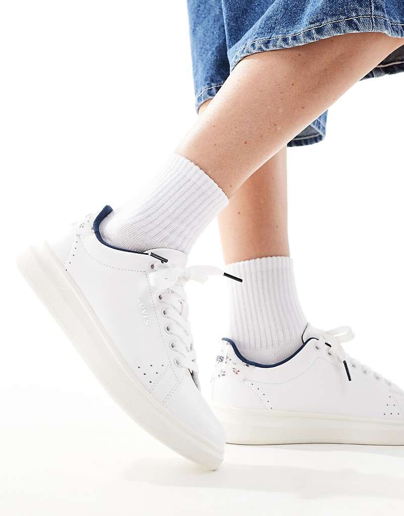 

Белые кроссовки Levi's Ellis с цветочным узором на каблуке, Белый, Белые кроссовки Levi's Ellis с цветочным узором на каблуке