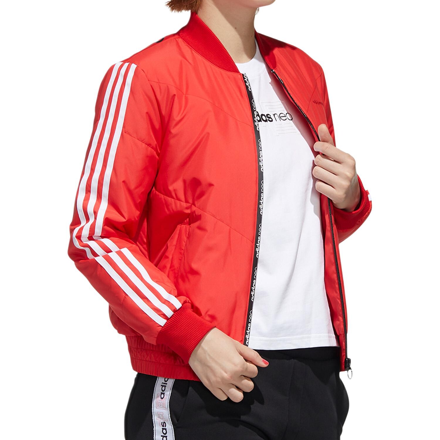 Стеганая куртка женская светло-алая Adidas Neo, цвет Light Scarlet — фото 4