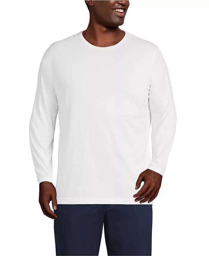 

Футболка Supima с длинным рукавом Big & Tall Lands' End, белый