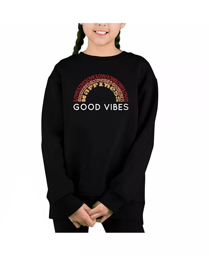

Good Vibes — толстовка с круглым вырезом Big Girl's Word Art La Pop Art, синий