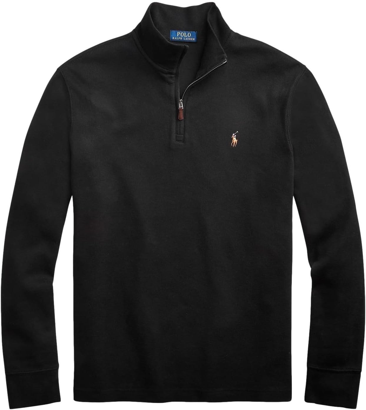 

POLO RALPH LAUREN Мужской классический свитер-пуловер Estate-Rib с застежкой-молнией на четверть, Ralph-Lauren Black
