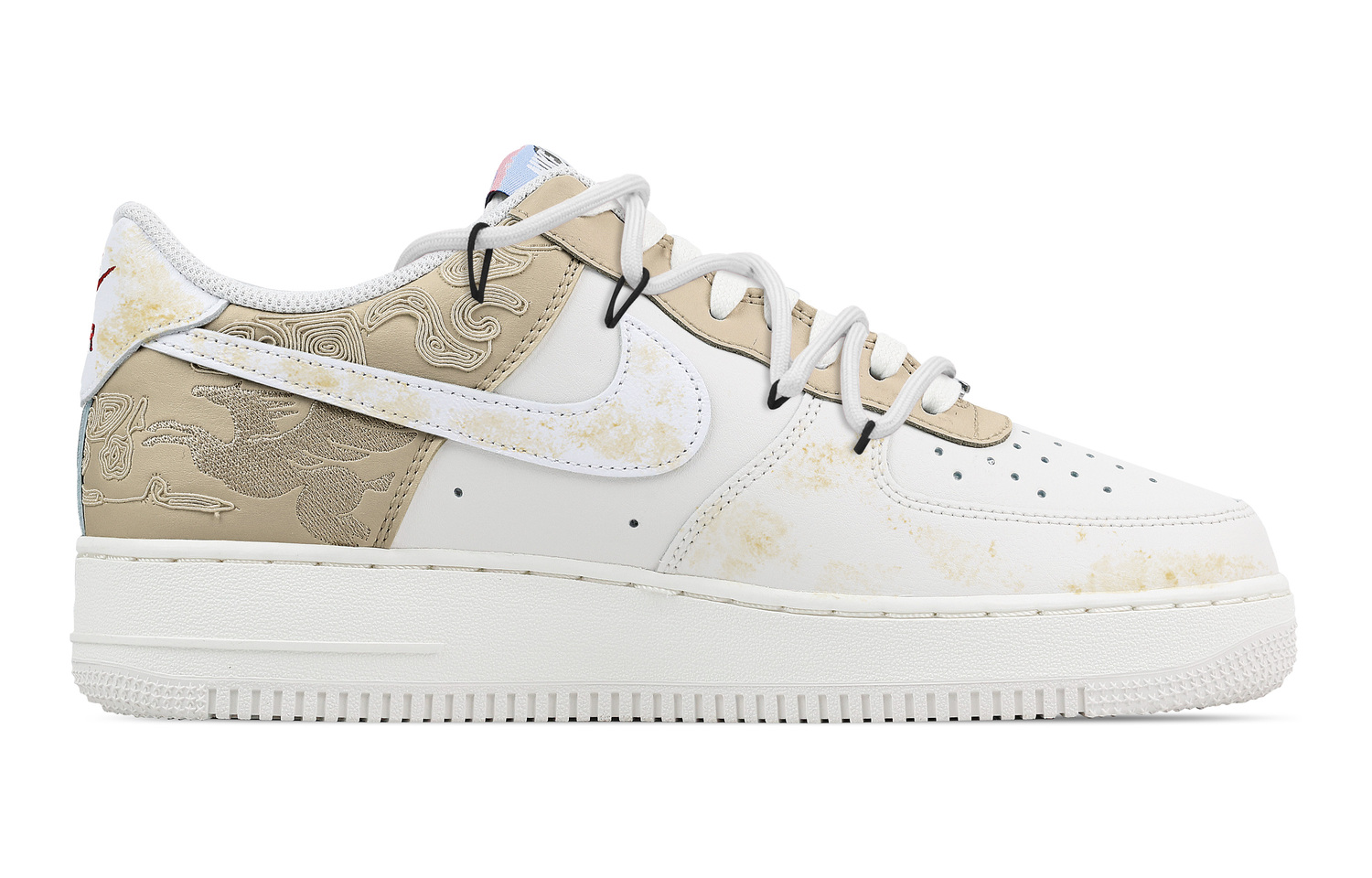 Nike Кроссовки Air Force 1 Galloping Mountains And Rivers, Heart Box Leather, дышащие, низкие, для скейтбординга, мужские, цвет ecru — фото 4