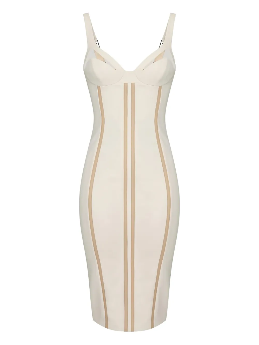 

Панельное миди-платье с регулируемыми бретелями Elisabetta Franchi, нейтральный