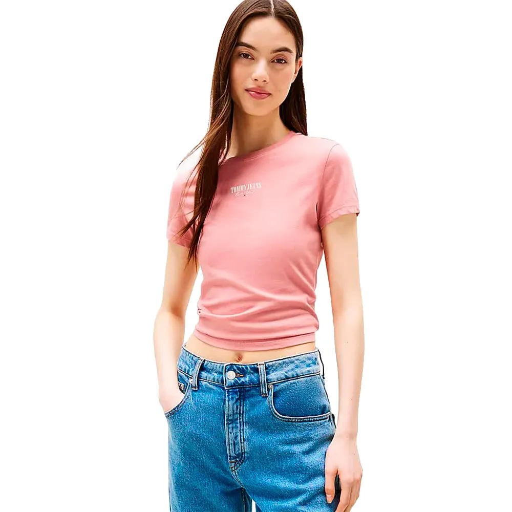 

Футболка с коротким рукавом Tommy Jeans Essential Logo2 Slim Fit, розовый