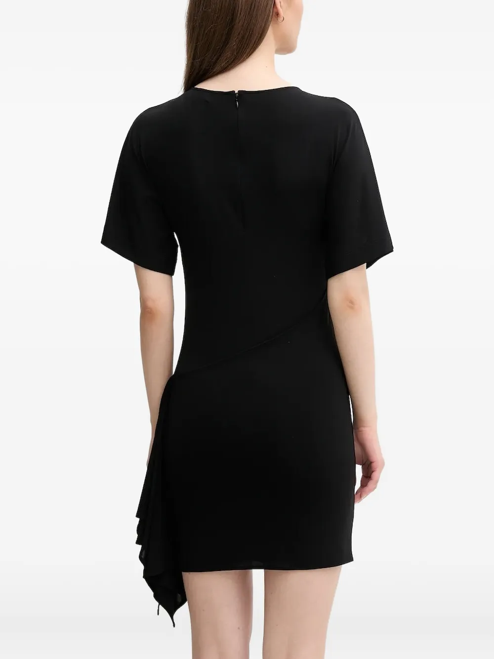 Мини-платье с короткими рукавами и драпировкой EMPORIO ARMANI, черный — фото 2