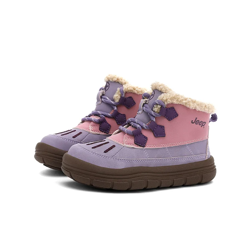 Утепленные детские противоскользящие износостойкие ботинки Jeep, Lilac/Cherry Blossom Pink[Thin Cotton] — фото 4