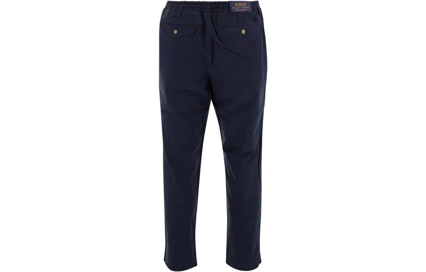 Брюки прямого кроя с эластичным поясом Polo Ralph Lauren, синие — фото 3