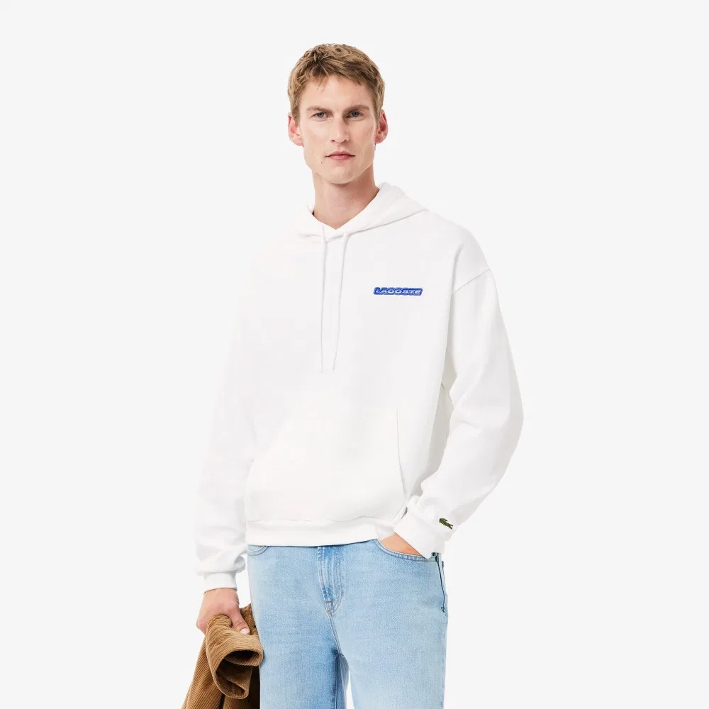 Мужское худи с цветочным принтом белое от Lacoste