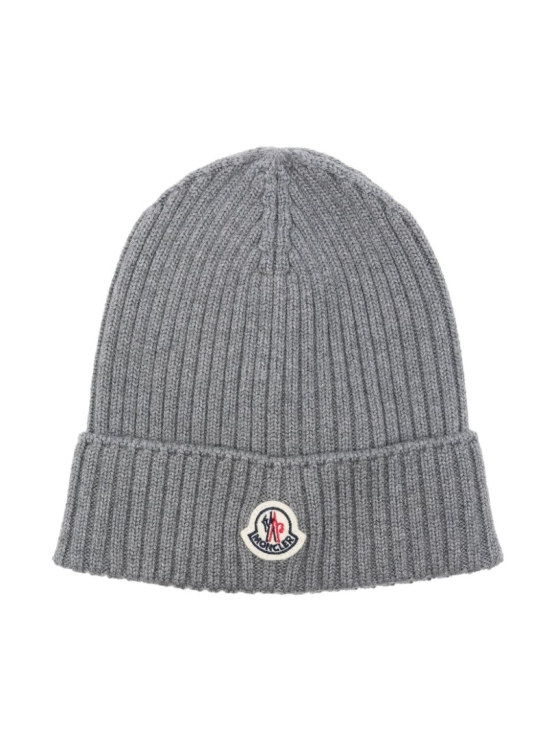 

Moncler Enfant шапка-бини в рубчик с логотипом, серый