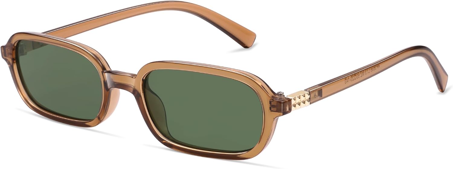 

Винтажные прямоугольные солнцезащитные очки для женщин в стиле ретро 2026 года, модные, забавные, маленькие, в стиле 90-х, квадратные солнцезащитные очки AP3698 Appassal, C313 Champagne/Green