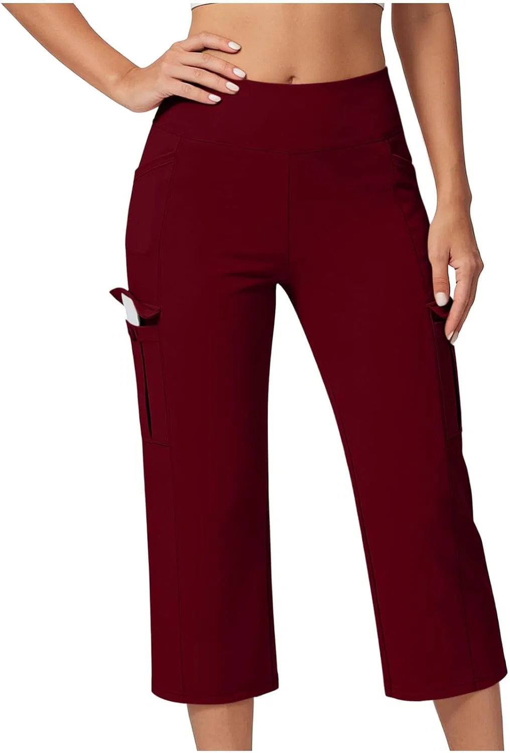 Женские капри для йоги High Waist 3/4 Leggings, Wine
