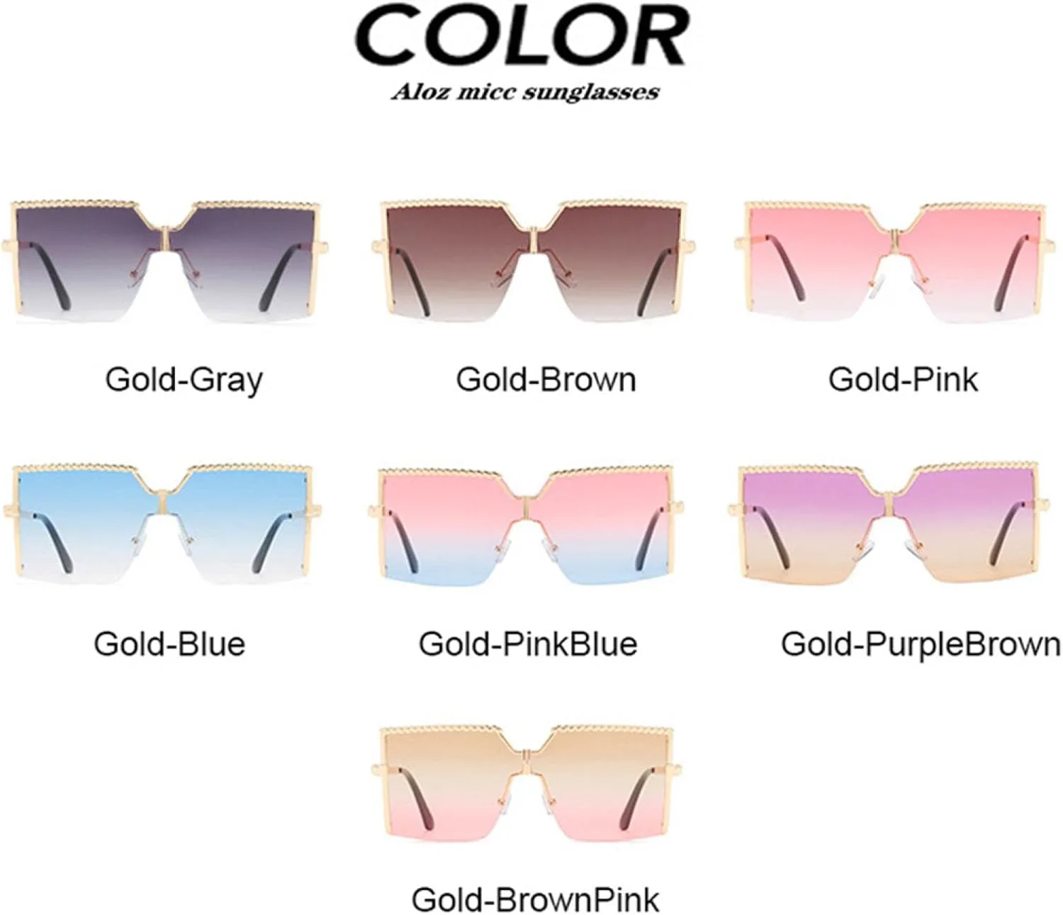

Солнцезащитные очки большого размера без оправы для женщин, роскошные, с градиентным переходом цвета, металлические, защита от УФ-излучения UV400 VFDHN, Gold-pink